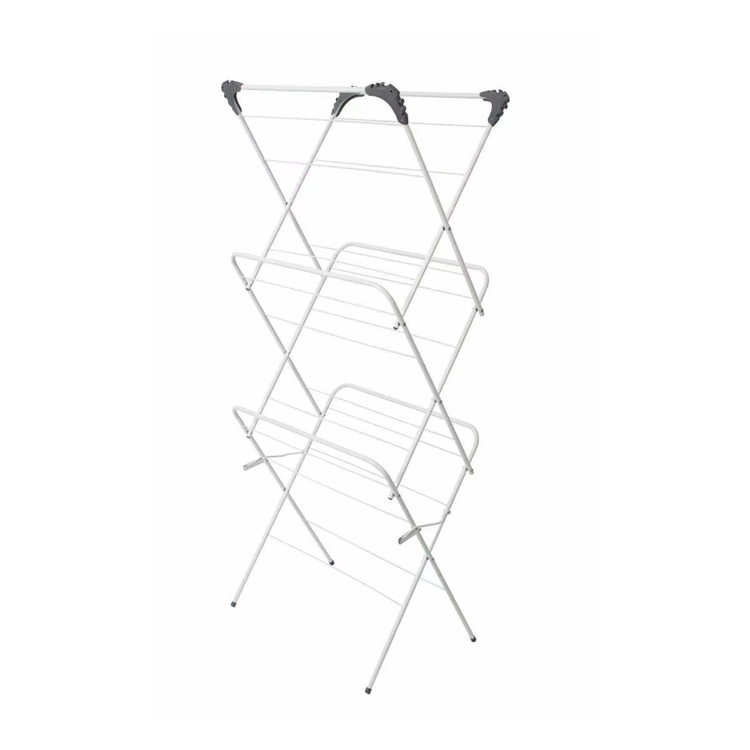 Hot-sale low price  UK 3-tier indoor powder home coating steel foldable clothes drying rack cloth hanger airer