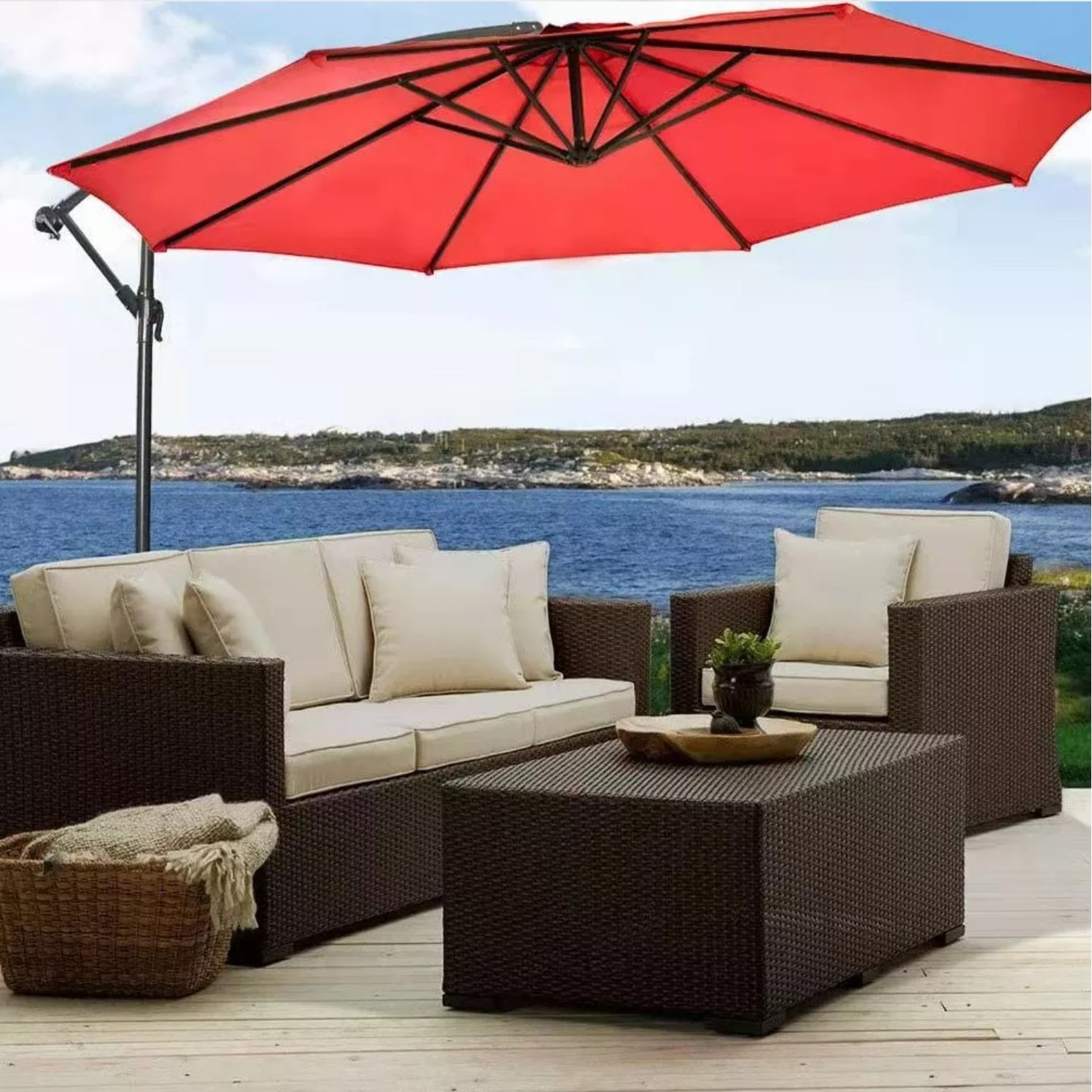 Hot Selling 3m Hanging Cantilever Umbrella With Crank Handle Garden Outdoor Patio Sun Shade Large 3M Banana Parasol