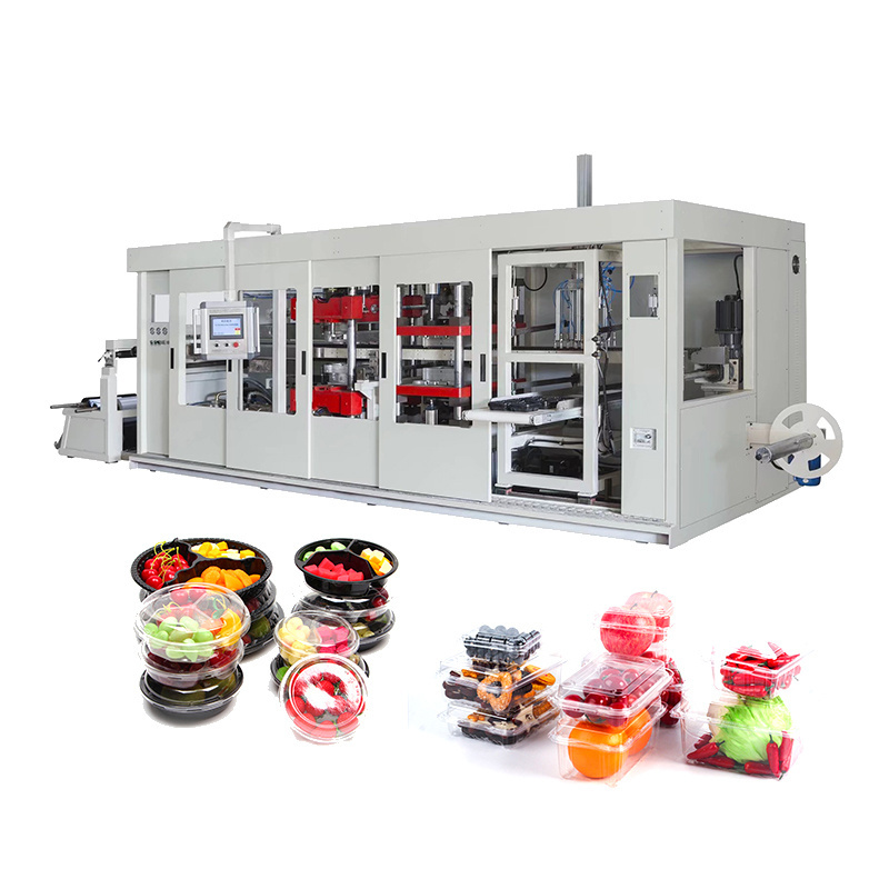 Food container forming machine three stations plastic vacuum thermoforming machine