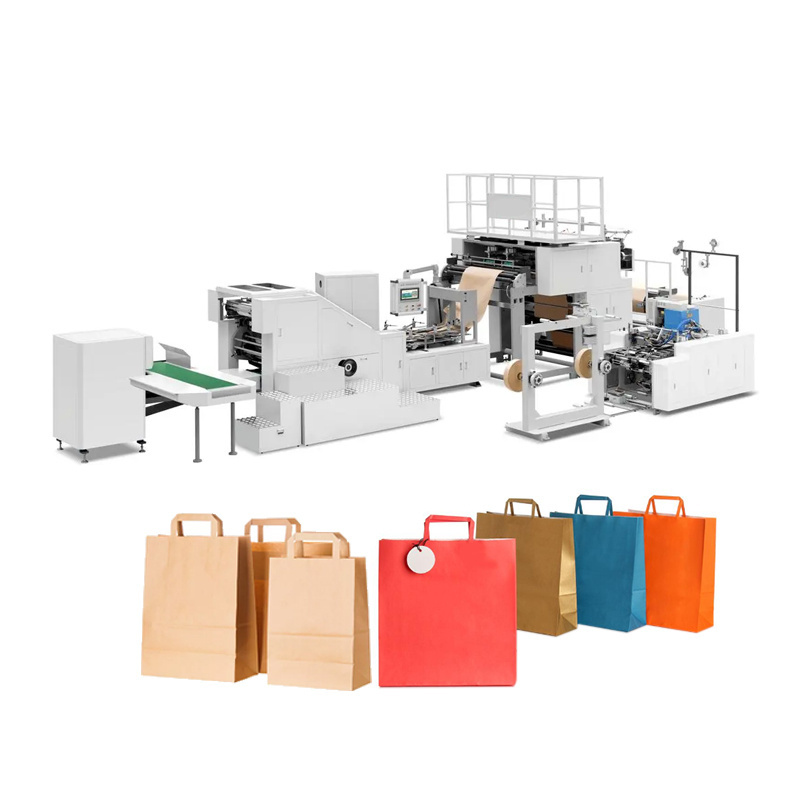 Square bottom paper bag making machine with printing