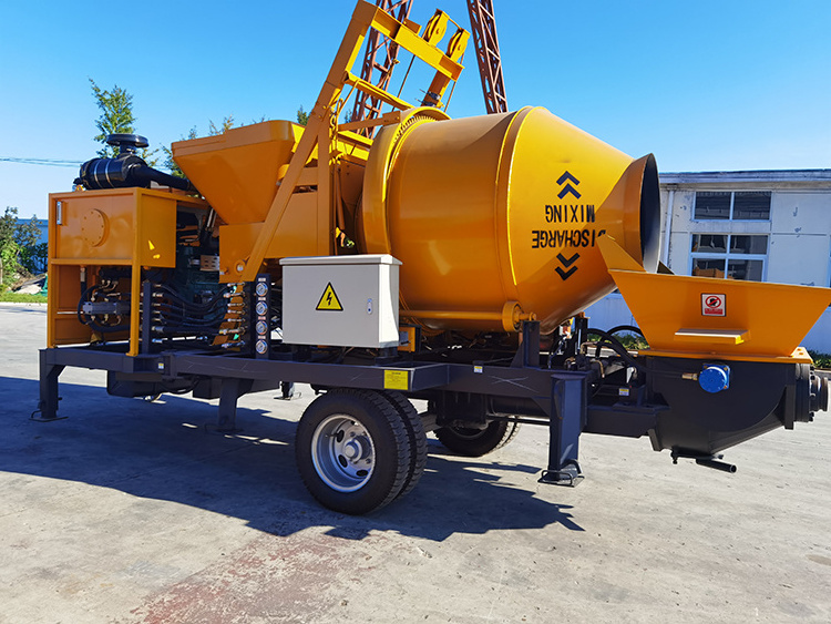 Concrete Pump Mixer Truck/ Trailer Mounted Concrete Mixing Pump with Electric Diesel Motor