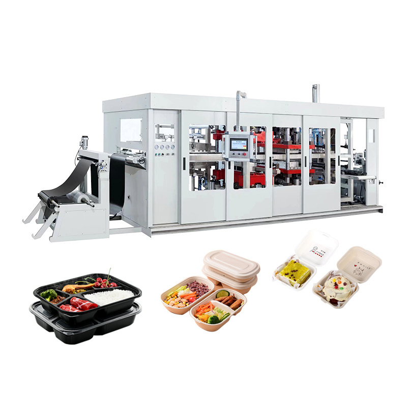 Food container forming machine three stations plastic vacuum thermoforming machine