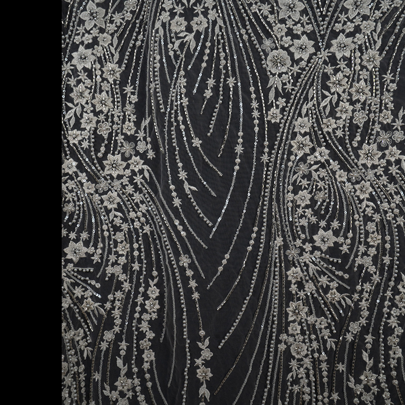 good quality new design sequin embroidery beaded bridal lace fabric