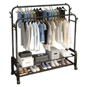 Multifunctional Roller Coat Hanger Metal Clothing Display Rack Clothes Rack Shelf  Hat Shoes Storage Drying Rack