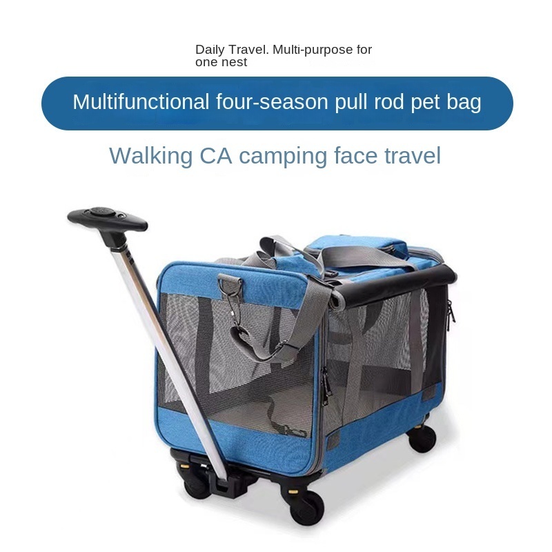 Wheeled Pet Carrier Backpack Comfort Cat Backpack Removable Rolling Wheels Trolley Bag