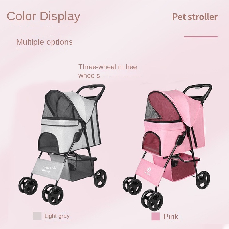 Outdoor Luxury Easy Fold Removable Liner Storage Basket Pet Dog Stroller