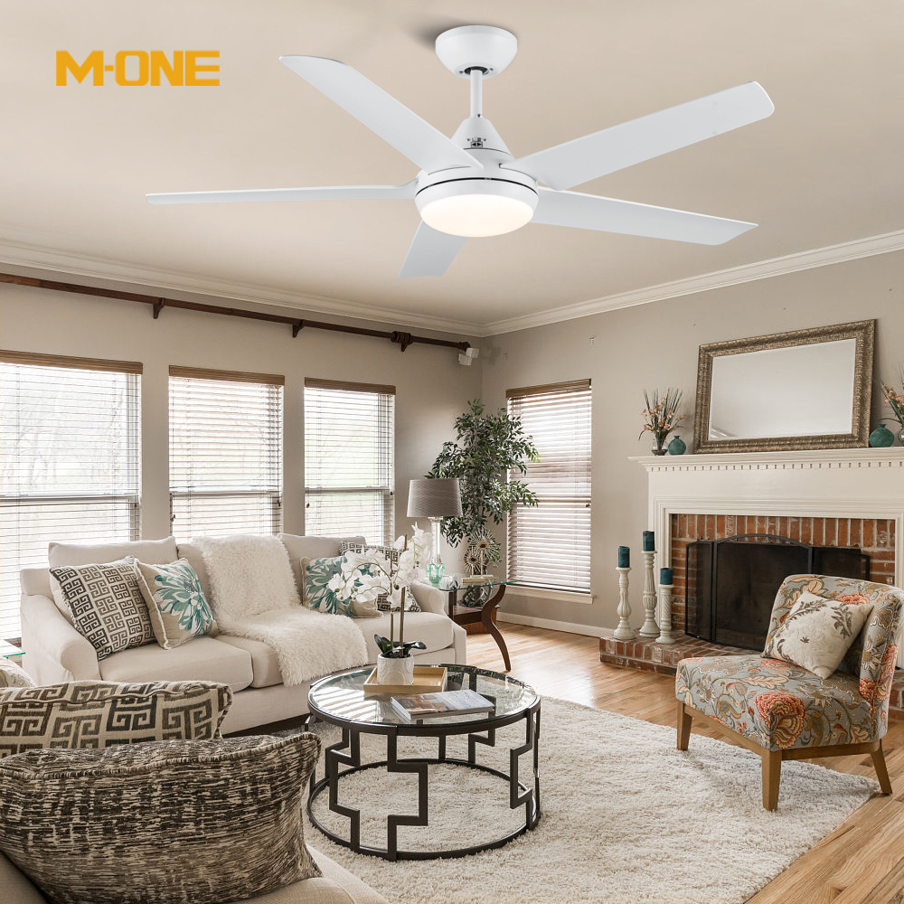 OEM /ODM LED Ceiling Fan Plywood 5 Blades Decorative 48 Inch Flush Mounted Ceiling Fans With LED Light