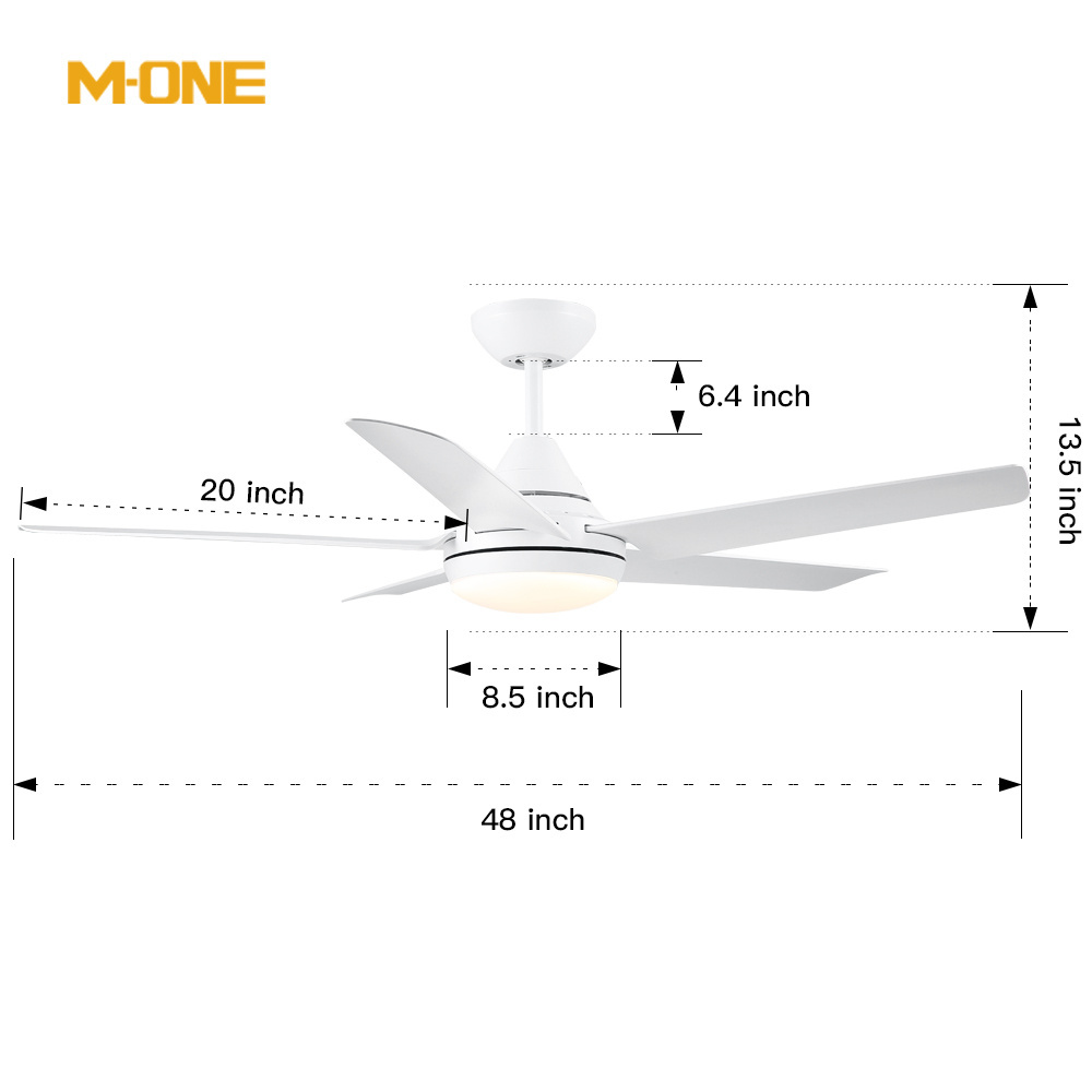 OEM /ODM LED Ceiling Fan Plywood 5 Blades Decorative 48 Inch Flush Mounted Ceiling Fans With LED Light