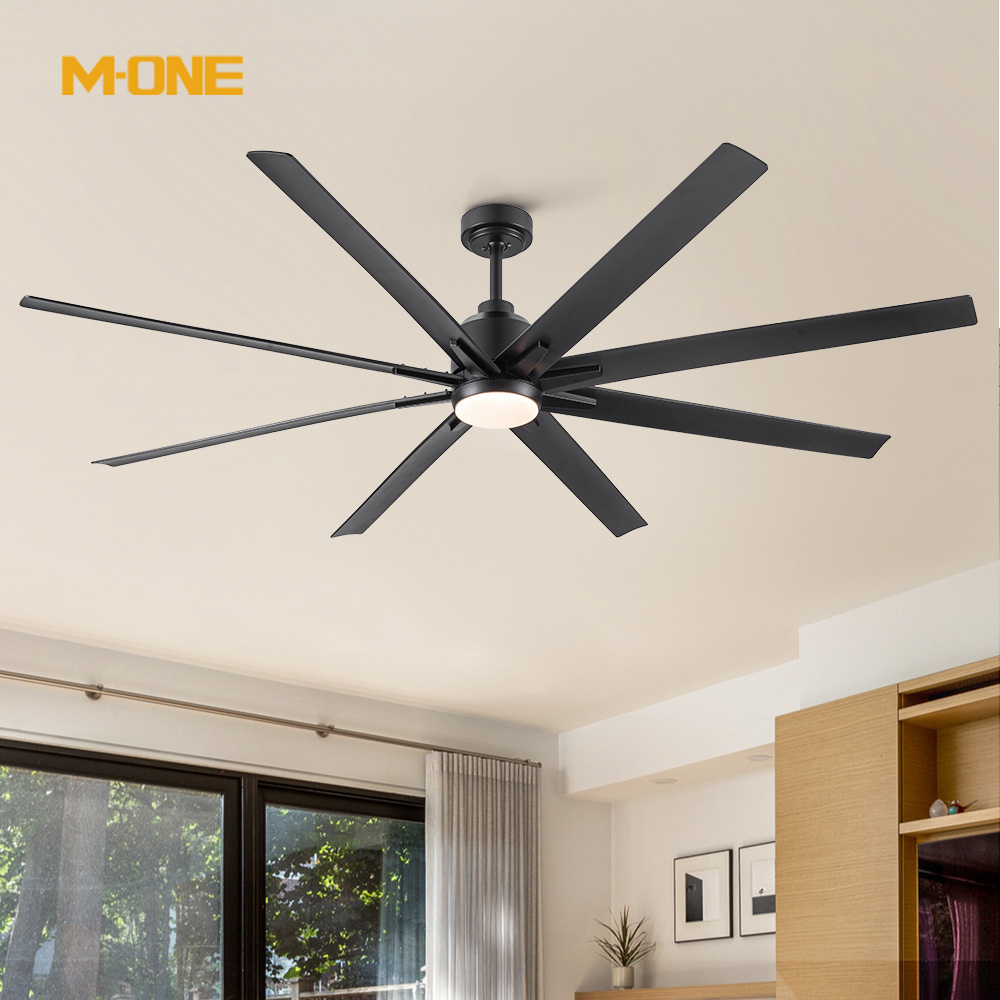 New Design 72 Inch Electric Decorative Fandelier Remote Control Bldc Modern Led Large Size Black Ceiling Fan With Light