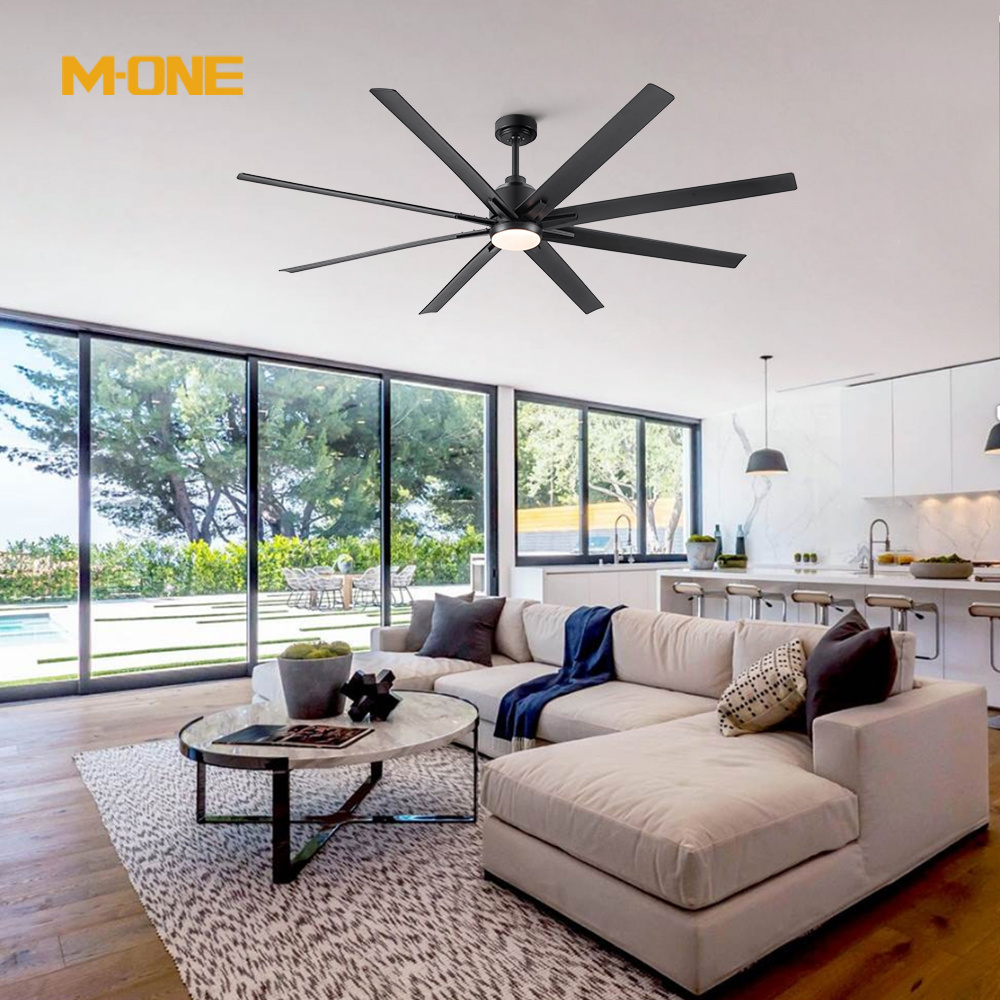 New Design 72 Inch Electric Decorative Fandelier Remote Control Bldc Modern Led Large Size Black Ceiling Fan With Light