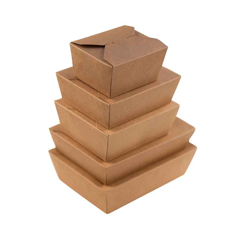 Wholesale Disposable kraft cardboard fast food paper box burger fries takeaway paper packaging box