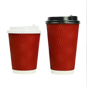 Custom Size Disposable 8oz 12oz Ripple Wall Paper Hot Coffee Cup