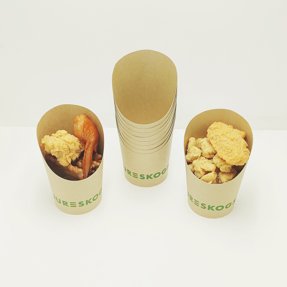 Custom French Fries Holder Disposable Kraft Paper Take Away French Fry Cups Charcuterie Cups Paper Popcorn Boxes