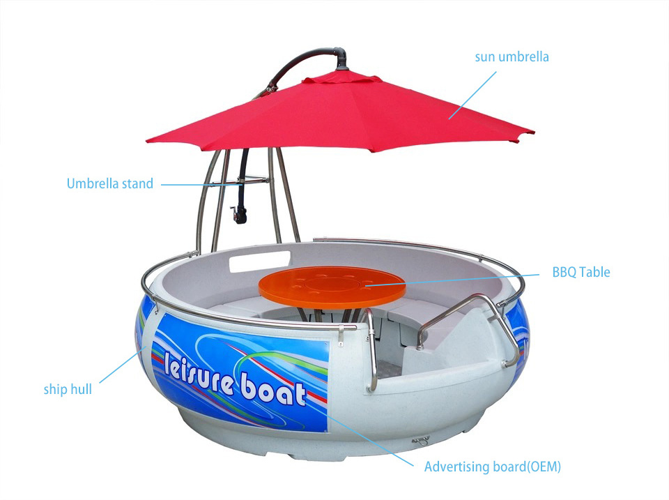 electric 6 person Mini BBQ donut boat for amusement water park equipment cheap bbq donut boat