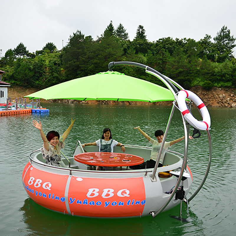 leisure boat for park lakeWhole sale donut boat bbq  for park,