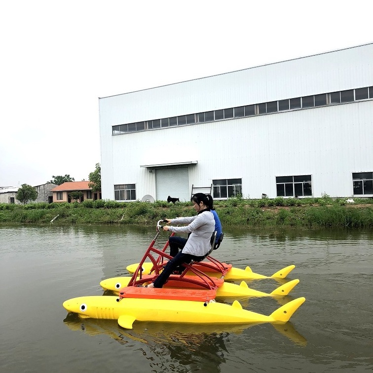 Water Play Equipment Plastic LLDPE Shark Pedal Boat Adult Water Powered Bike for Sale