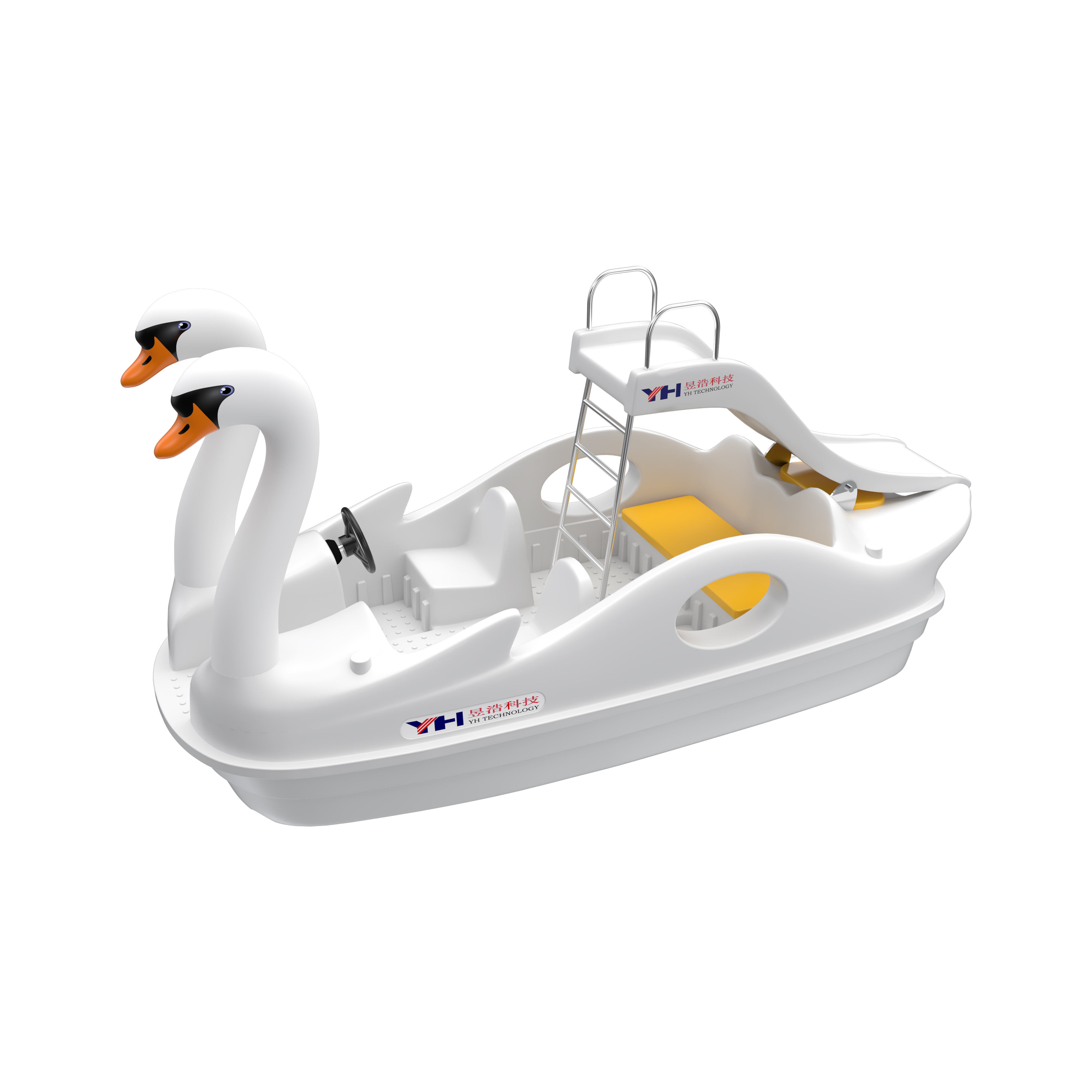 2024 New water amusement used whites swan Water slide boat electric boat