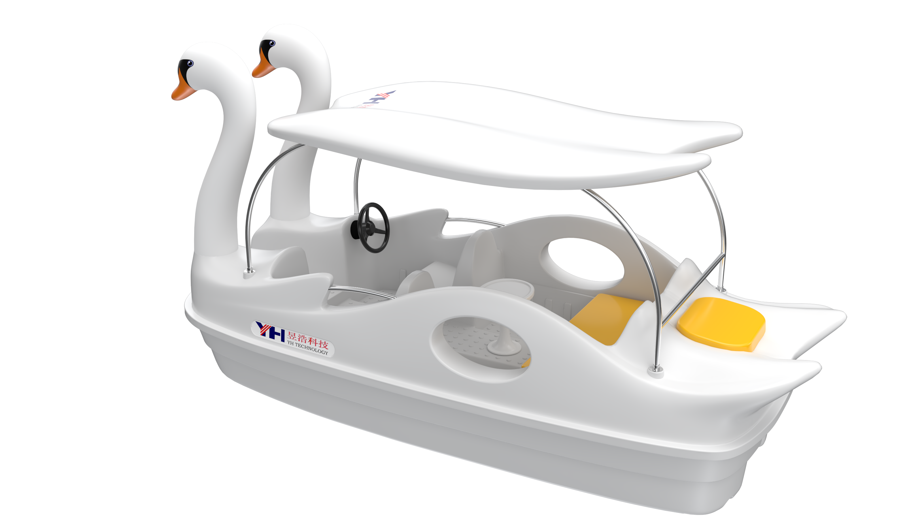 2024 New water amusement used whites swan Water slide boat electric boat