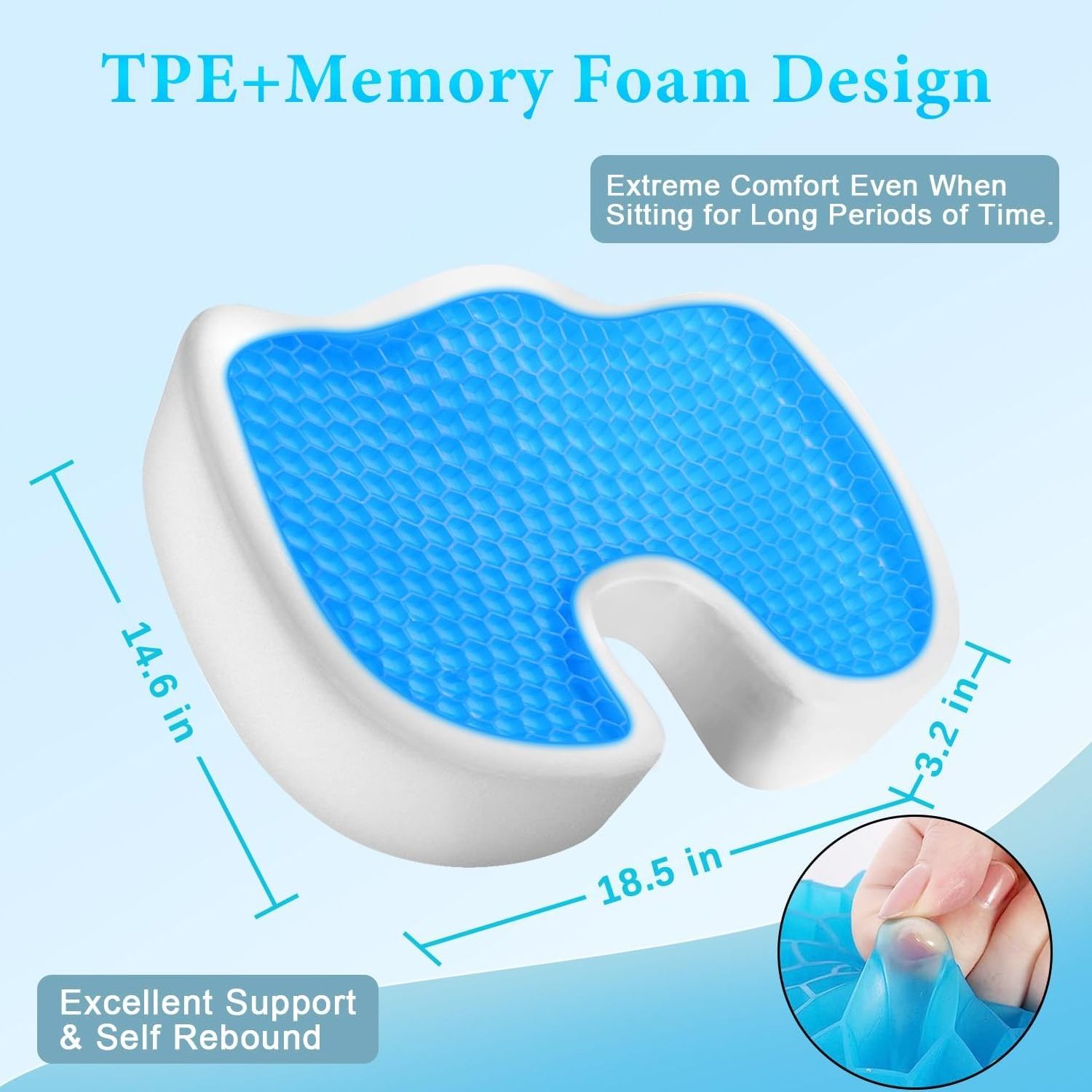 Hot Sale Gel Seat Cushion Soft and Heated Foam Cooling Car Outdoor Sofa Cushions Anti-Decubitus Pillow