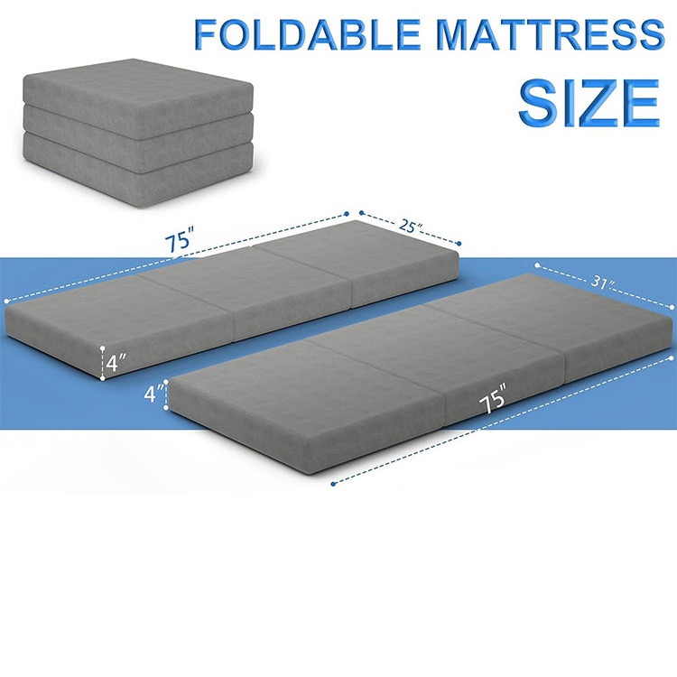 Foldable Camping Mattress Folding Floor Mattress for Adults Kids Portable Bed 4 Inch Foam Sleeping Pad