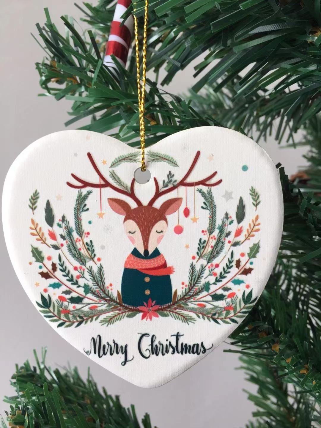 Amazon Hot Sale hanging Christmas decoration  christmas ceramic ornaments tree bauble