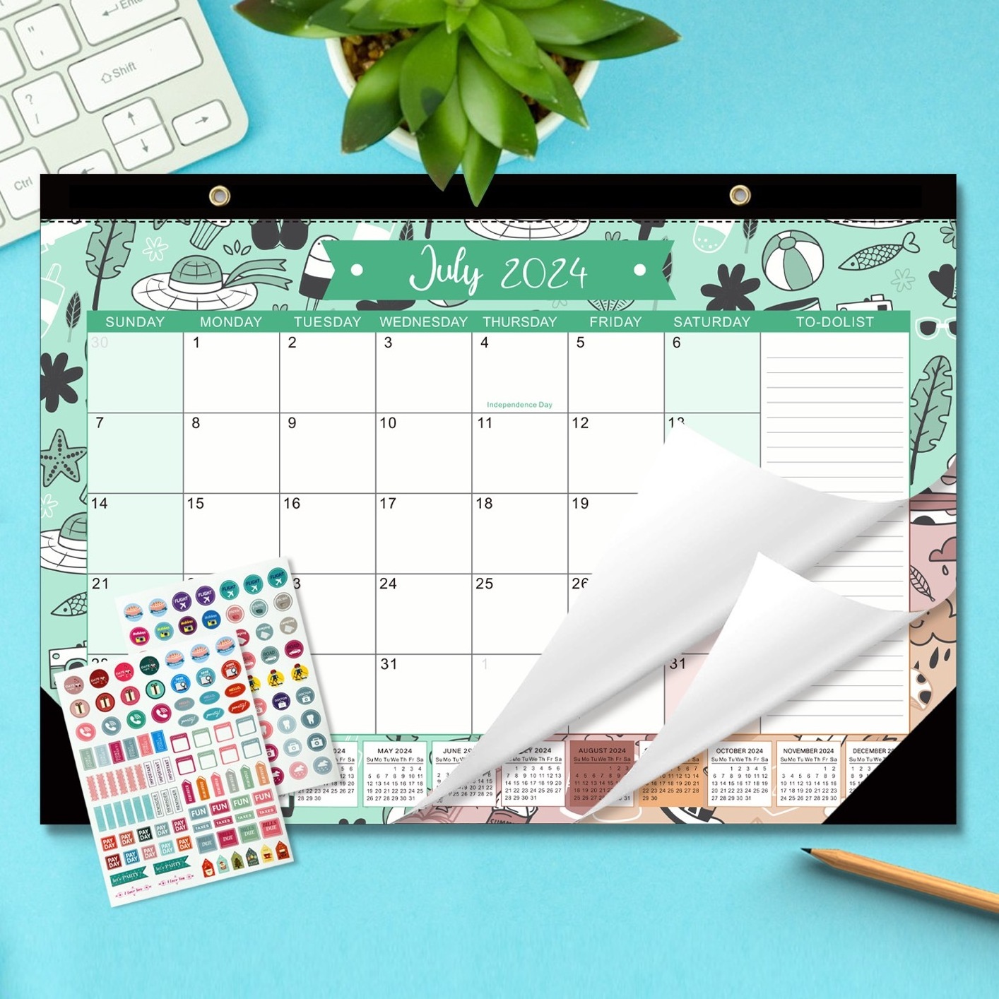 2024 2025 Office Journal Weekly Calendar Custom Logo Mini Colorful Sticky Note planners