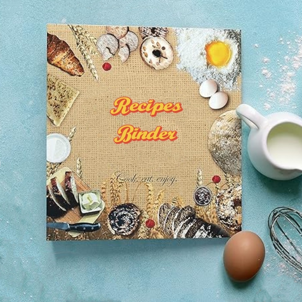 Three Ring Family Custom Recipe Binder Set Full Page with Plastic Sleeves for Cooking Gifts with Your PDF Files