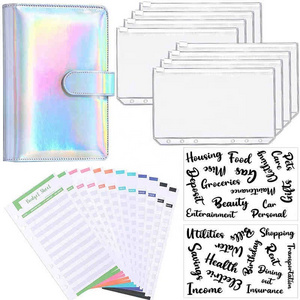 In Stock Personal Fancy Holographic Budgeting Binder Notebook Money Saving Challenge Set Budget Book