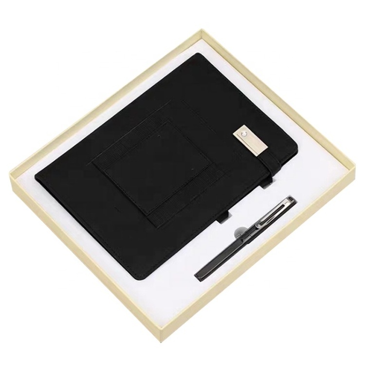 Luxury high quality custom logo electronic diary agenda with power bank wireless charger smart notebook with pocket