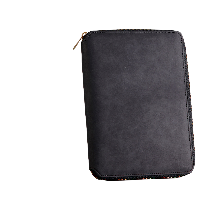 New Arrival Custom A4 Document Folder PU Leather Zipper Ring Binder Conference Bag Leather Padfolio Portfolio