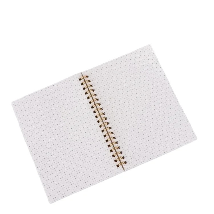 Gold Spiral Coil Binding Paper Soft Cover Custom Print Journal A6 Notebook For School