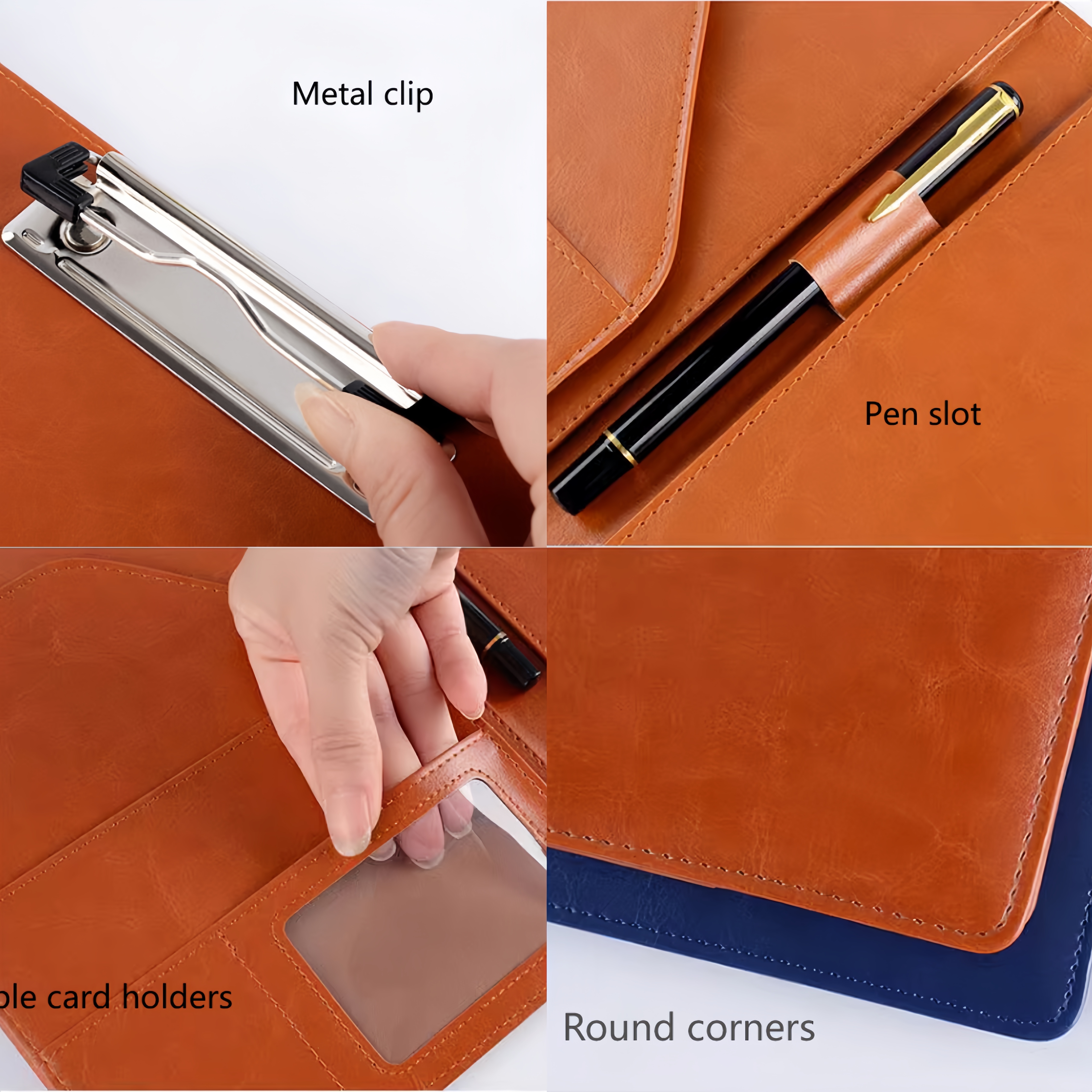 Wholesale Office Supply Customized Logo All-in-One A4 Leather Padfolio with Business Card Holder