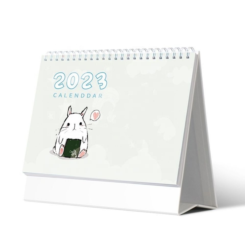 English Custom Color Mini Desktop Calendar 2023 Office Stationery Kawaii Desk Calendar