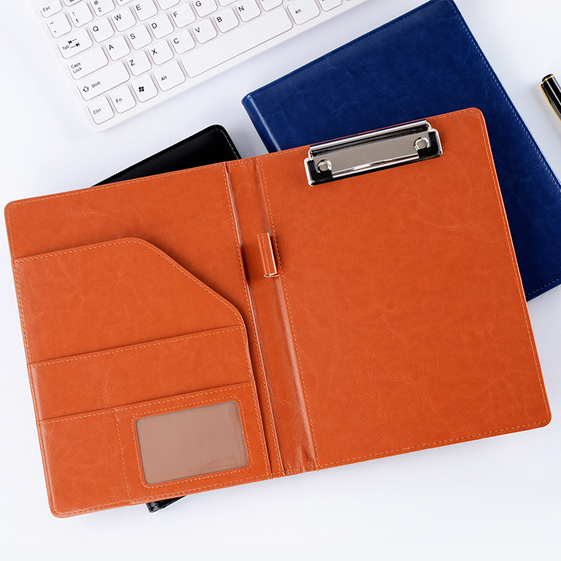 Wholesale Office Supply Customized Logo All-in-One A4 Leather Padfolio with Business Card Holder