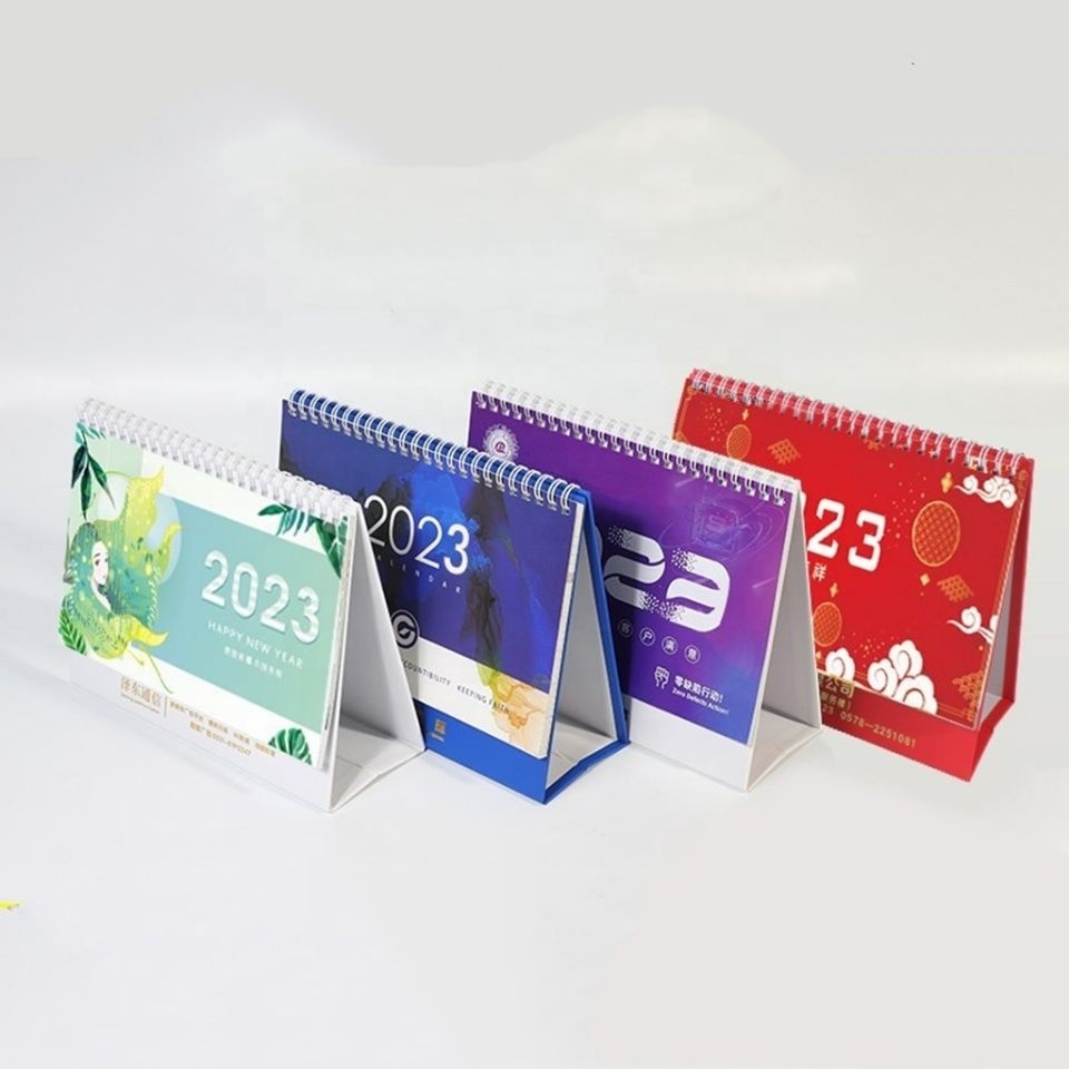 English Custom Color Mini Desktop Calendar 2023 Office Stationery Kawaii Desk Calendar