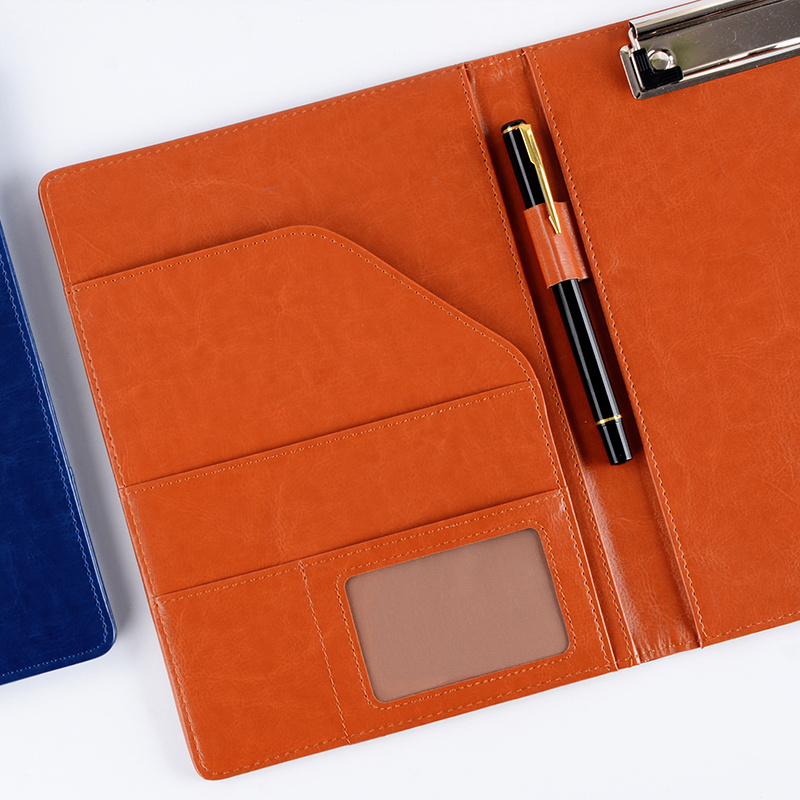 Wholesale Office Supply Customized Logo All-in-One A4 Leather Padfolio with Business Card Holder