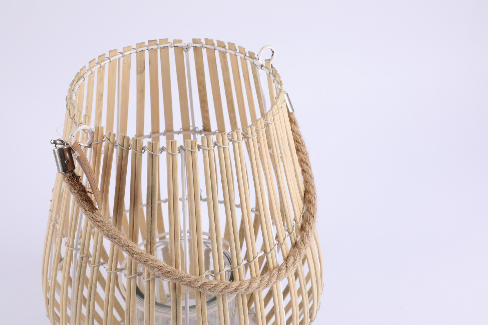 Country Style Handmade Rattan Woven Bamboo Storm Lantern for Candles