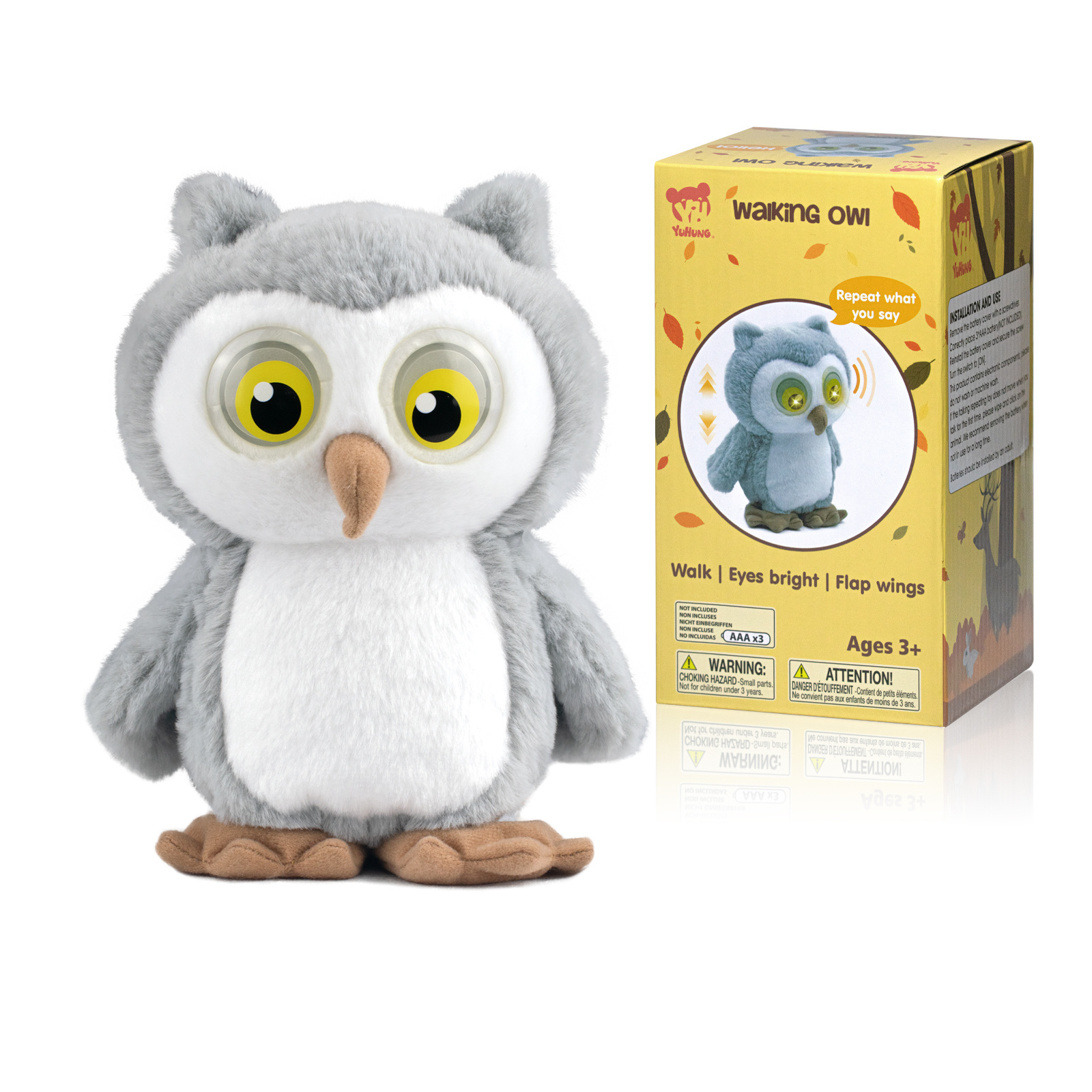 Creative Owl Stuffed Toy with Glowing Eyes Electric Plush Walking Doll Big Eyes Kids' Toy Gift Inspired by Toy Story