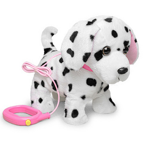 Hot Sale Christmas Toys Stuffed Plush Creative Talking Walking spotted dog Electric Plush Toy with Tow rope