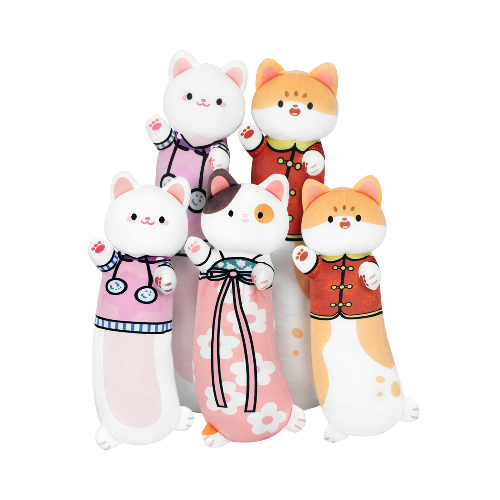 50cm Multi Color Long Plush Cat Body Pillow Soft Stuffed Cat Family Pillow Cute Plush Toys Stuffed Animal