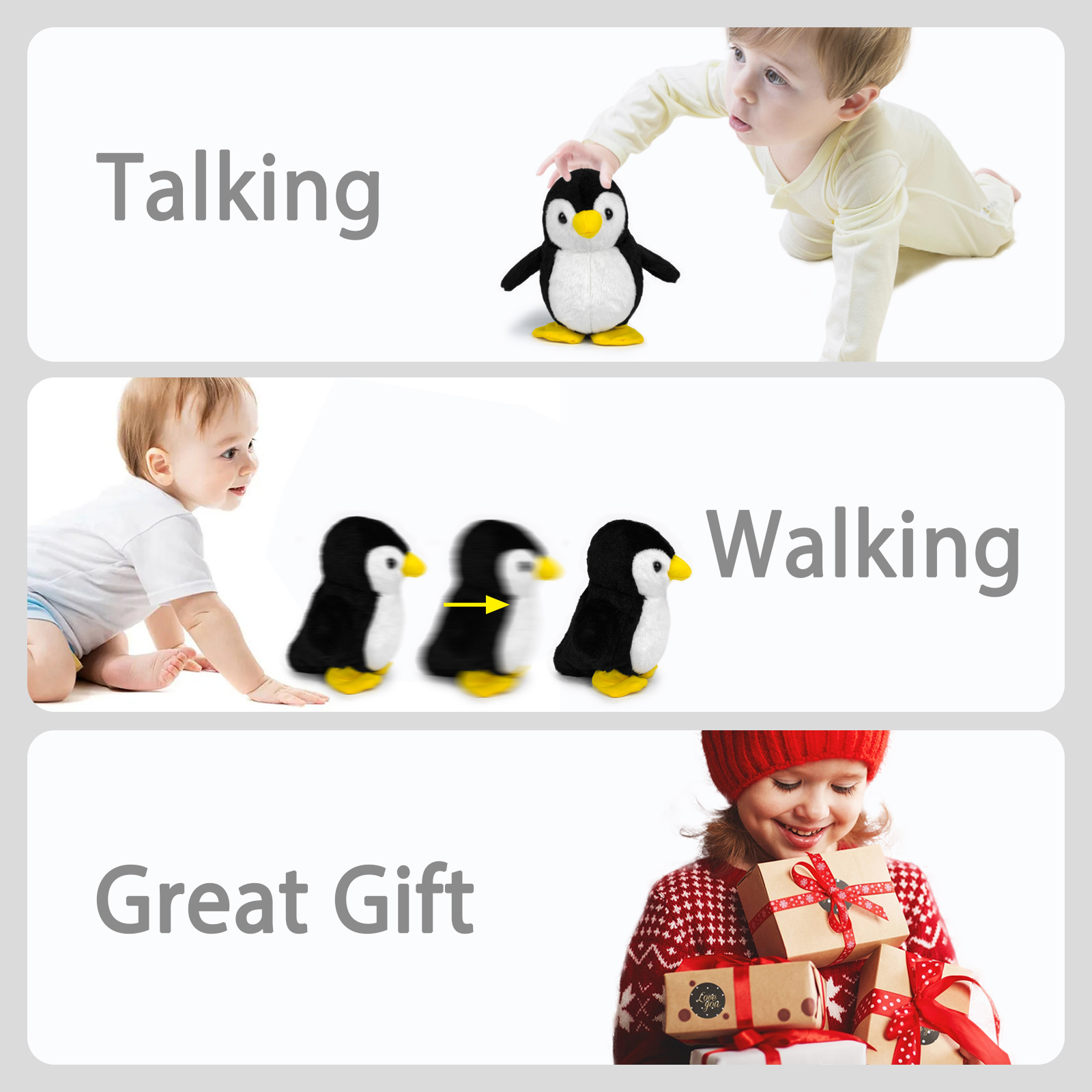 High Quality Cute Plush Stuffed Penguin Toys Custom Talk Back Music Creative Interactive Penguin Plush Toys