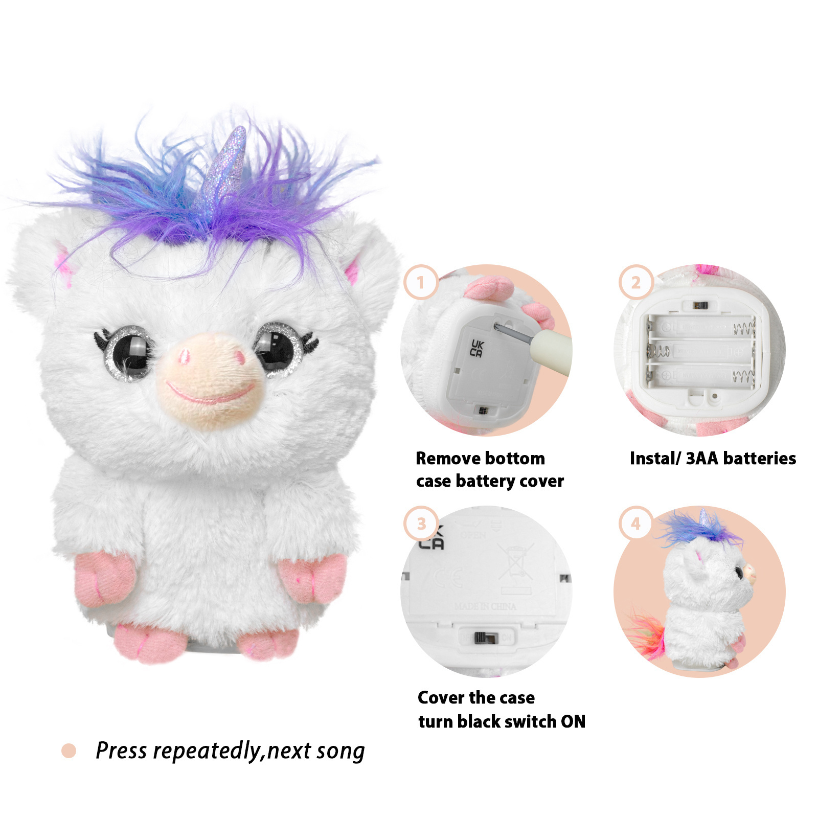 Children's favorite talking pink small-sized unicorn electric plush toy filled with plush toys