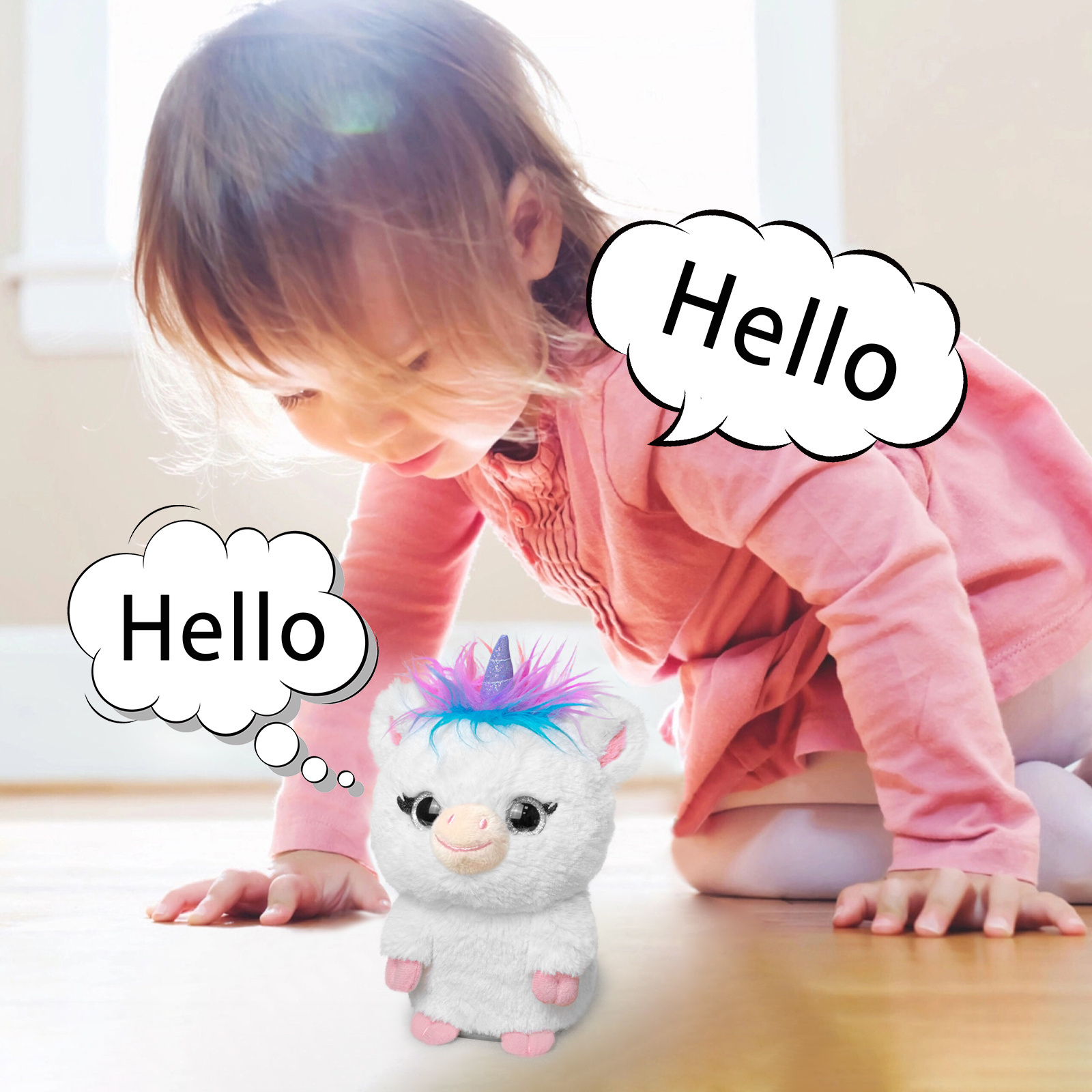 Children's favorite talking pink small-sized unicorn electric plush toy filled with plush toys