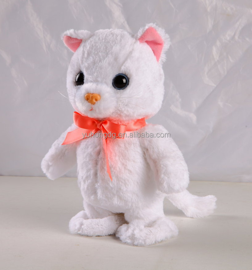 Walking and talking back tabby cat stuffed mechanical plush toy