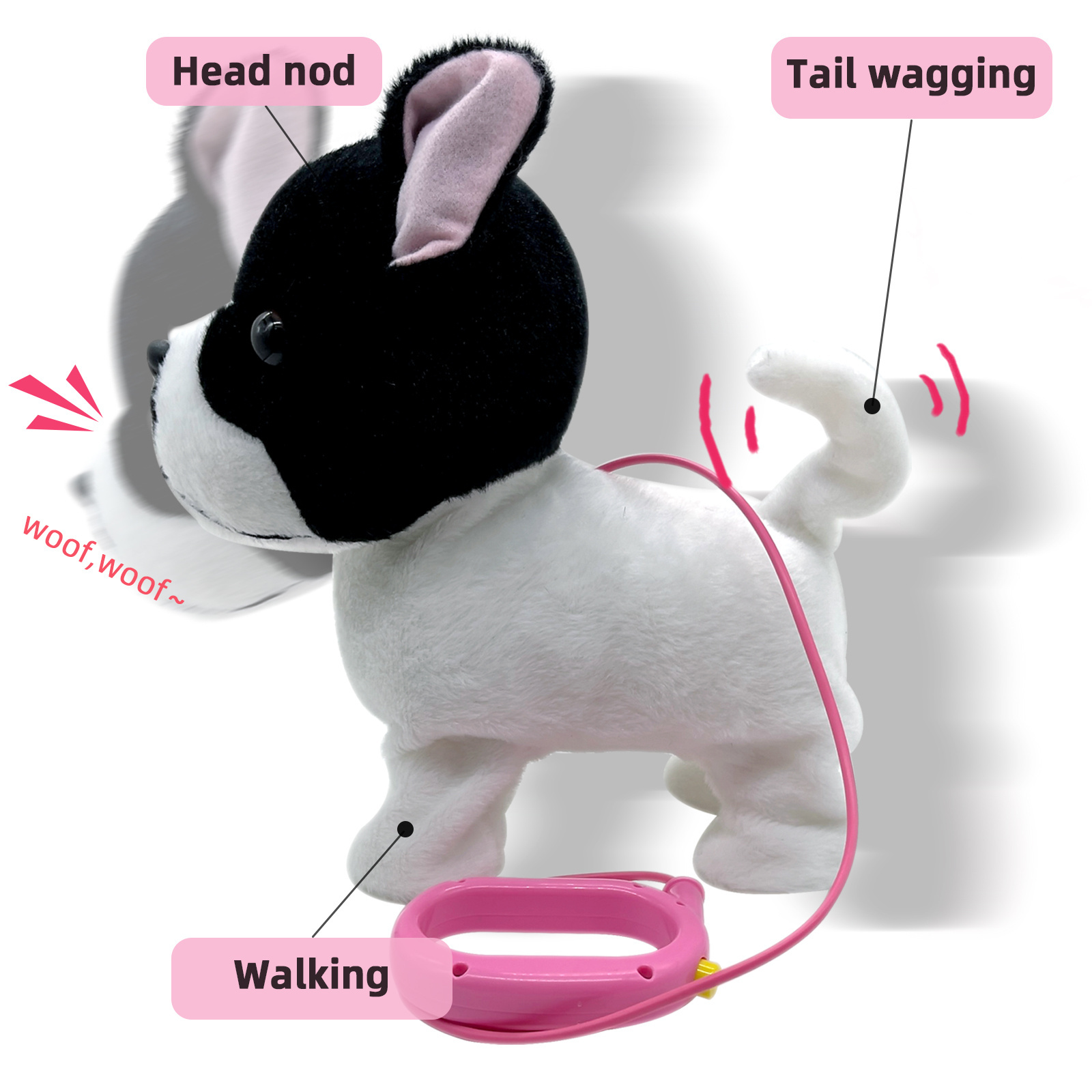 Hot Selling Soft Christmas Singing Dancing Children Talking Leashed Bulldog Electric Plush Toy