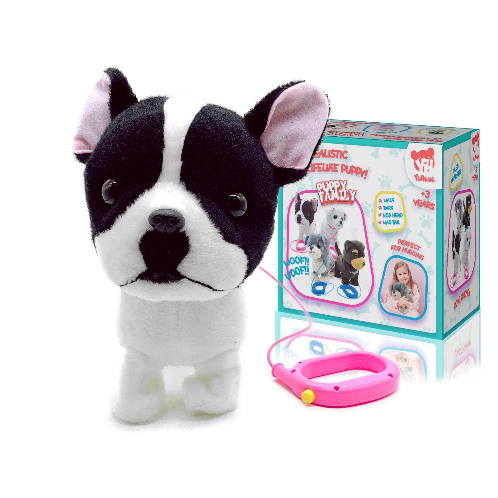 Hot Selling Soft Christmas Singing Dancing Children Talking Leashed Bulldog Electric Plush Toy