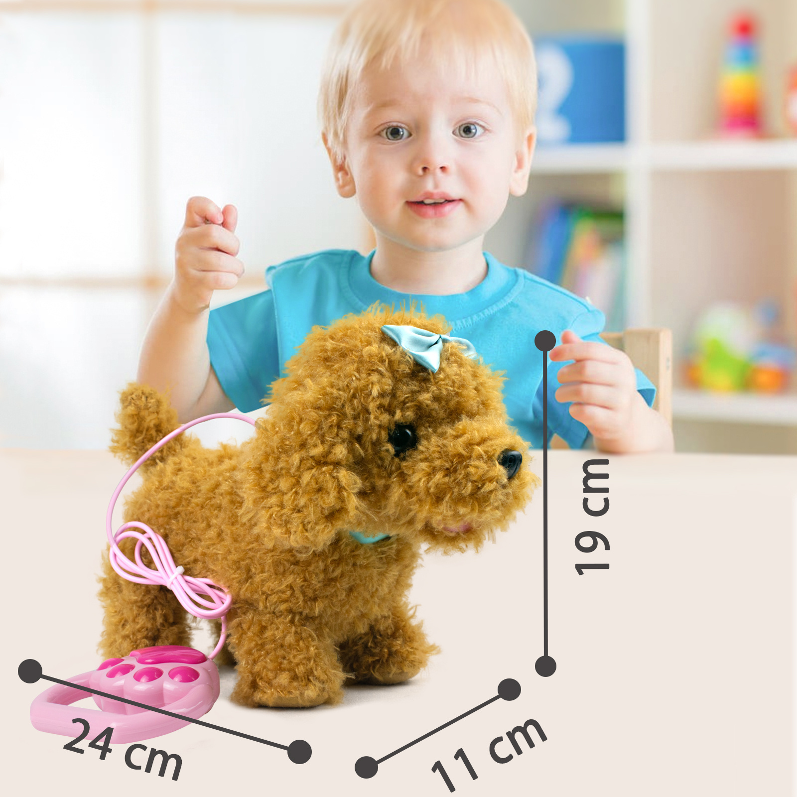 wholesale walking and sit down toys dog stuffed animal toys plush bulk Brown electric plush teddy dog pet toy for children