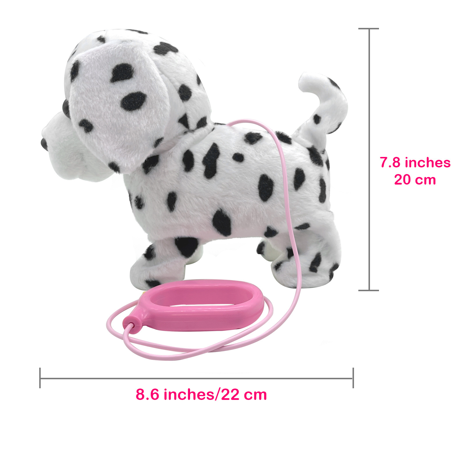 Kawaii Plush Toys Cartoon Anime Stuffed Animal Kids Cute Dalmatian on a leash Interactive Electric Plush Toy