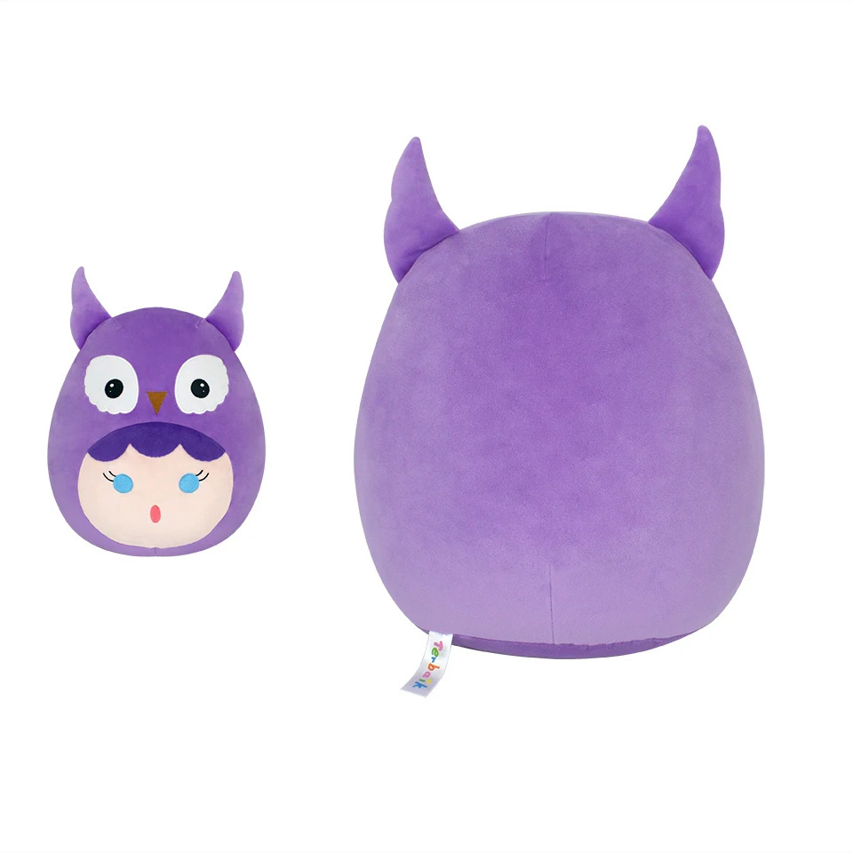 Unisex Purple Owl Kawaii Plush Stuffed Animal Soft Hugging Pillow Decoration and Gift for Girls and Boys PP Cotton Filling