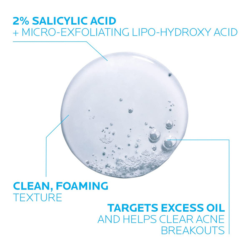 2% Salicylic Acid 0.05% Micro-Exfoliating Lha Facial Cleanser Whitening Remove Blackhead Shrink Pores Deep Cleaning Skin Care